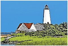 Lynde Point Lighthouse in Connecticut -Digital Painting